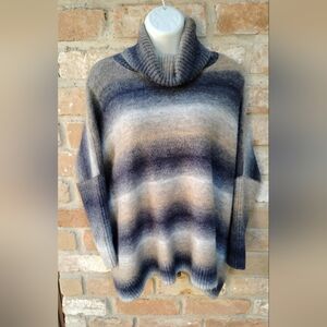 Striped Blue and Gray Women's Sweater